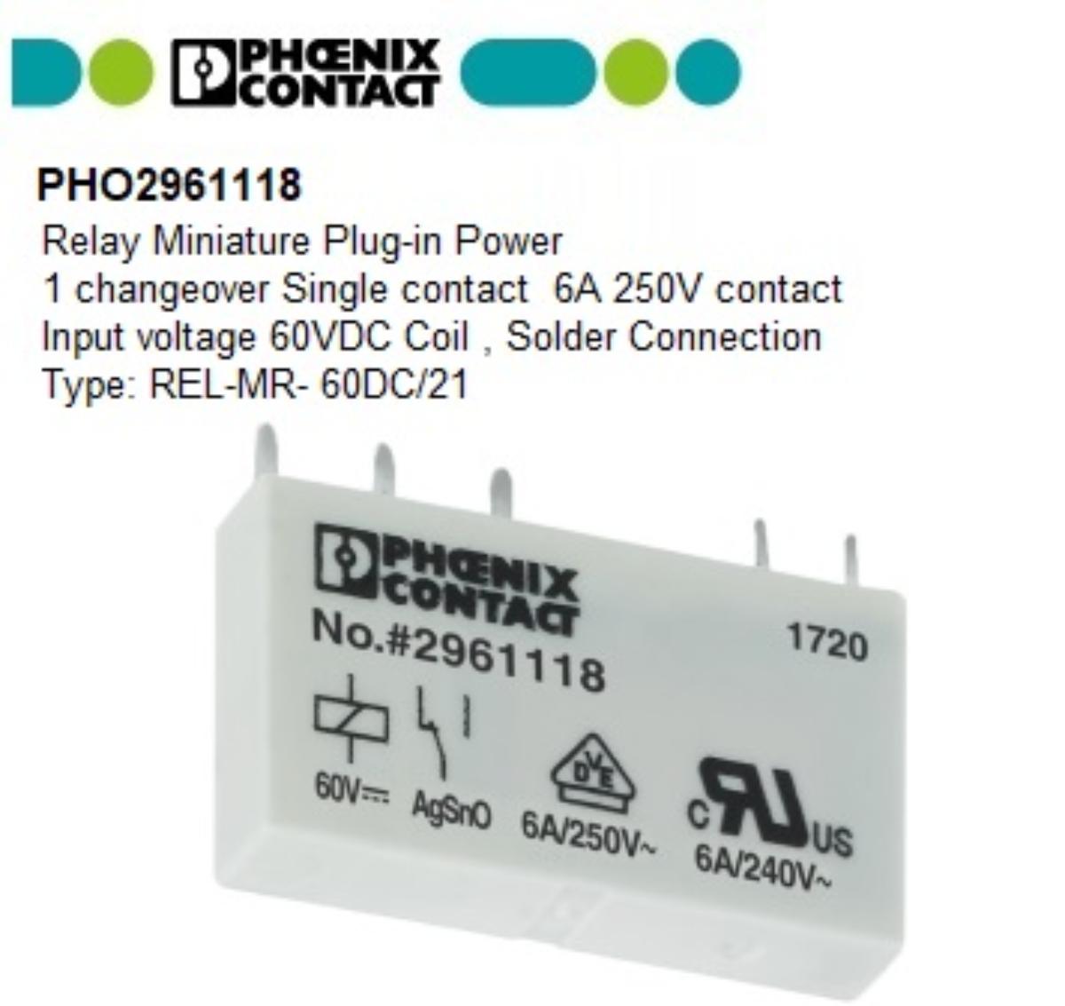 REL-MR- 60DC/21 PLUG-IN MINIATURE POWER