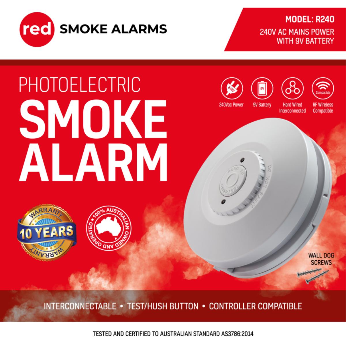 P/E SMOKE ALARM 240VAC WITH 9V BATT B/UP