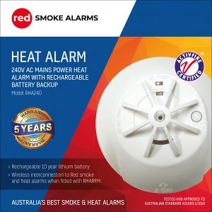 HEAT ALARM 240VAC RECHARG LITHIUM BATT