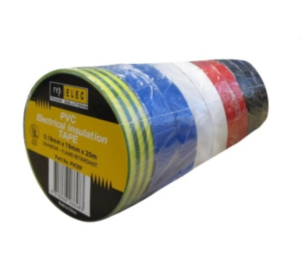 PVC INSULATION TAPE RAINBOW PACK 10PK