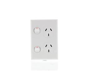 DOUBLE GPO 10A 250V VERTICAL WHITE