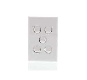 LIGHT SWITCH 5 GANG 16A VERTICAL WHITE