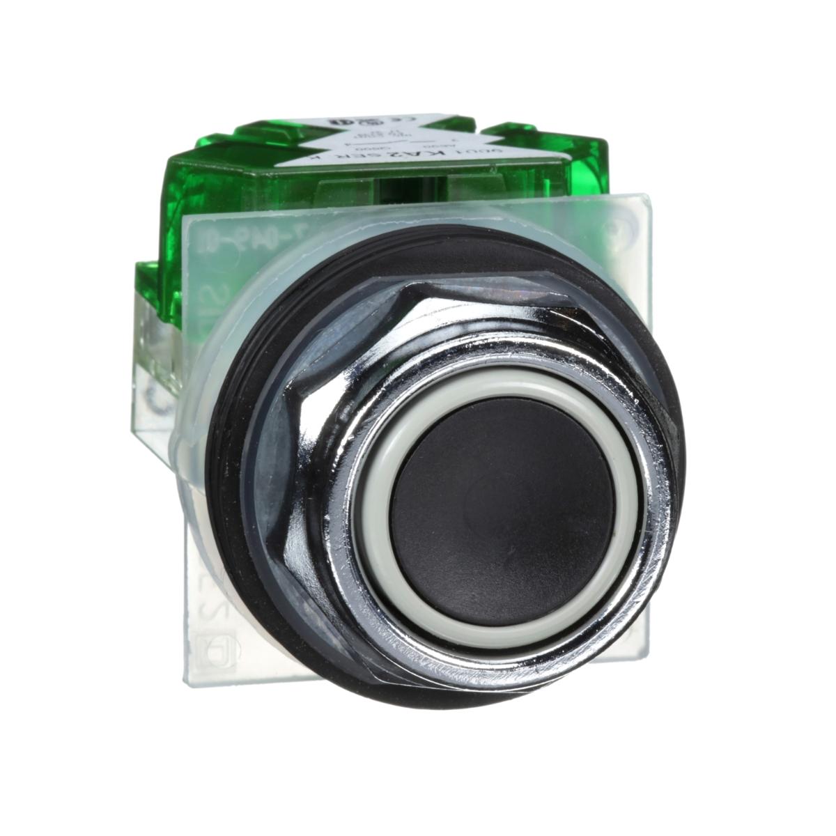 PUSHBUTTON OPERATOR FLUSH BLACK S/R 1N/O