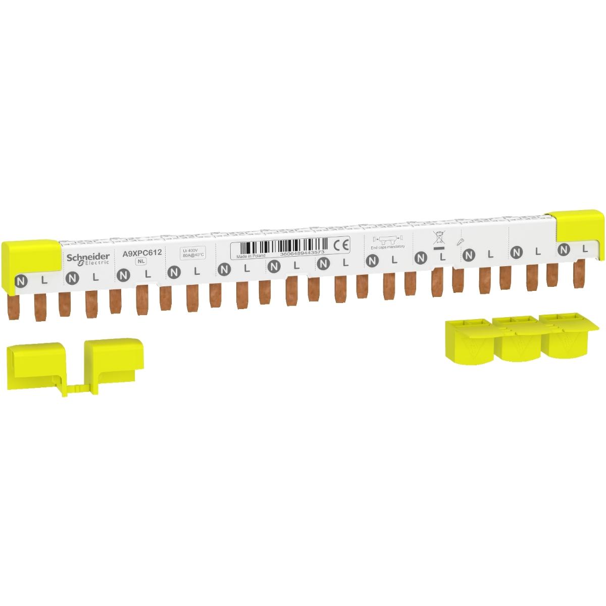 COMB BUSBAR 1P+N 12 MODULE 9MM PITCH 80A