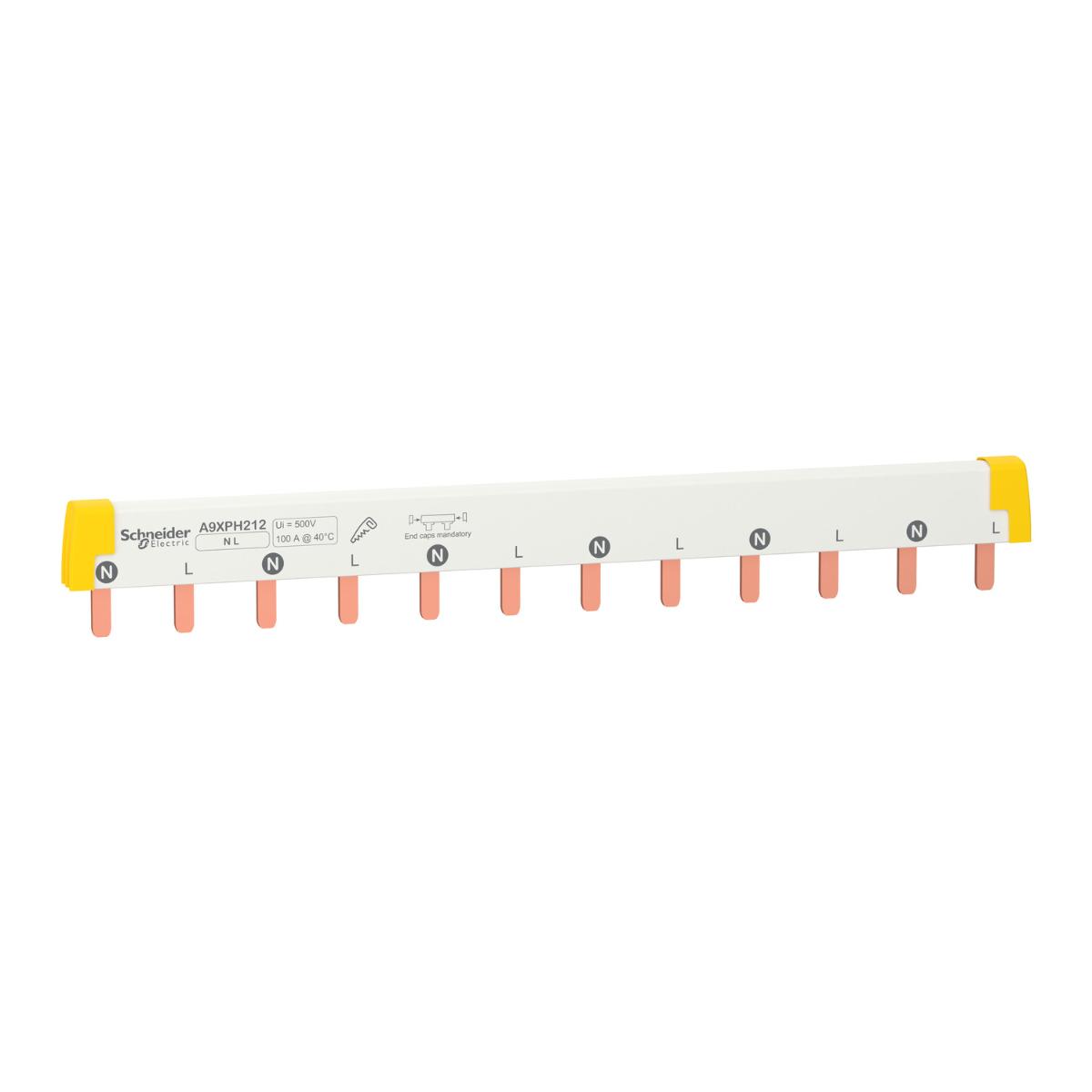 COMB BUSBAR 18MM PITCH 12MODULE 2P 100A