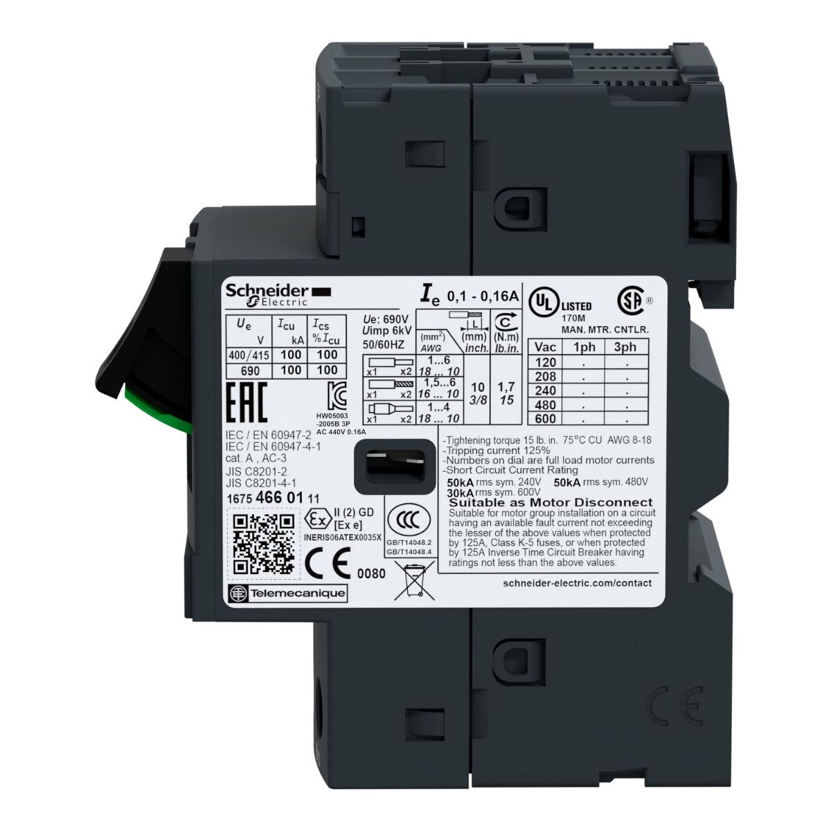 MOTOR CIRCUIT BREAKER TH-MAG 0.1-0.16A