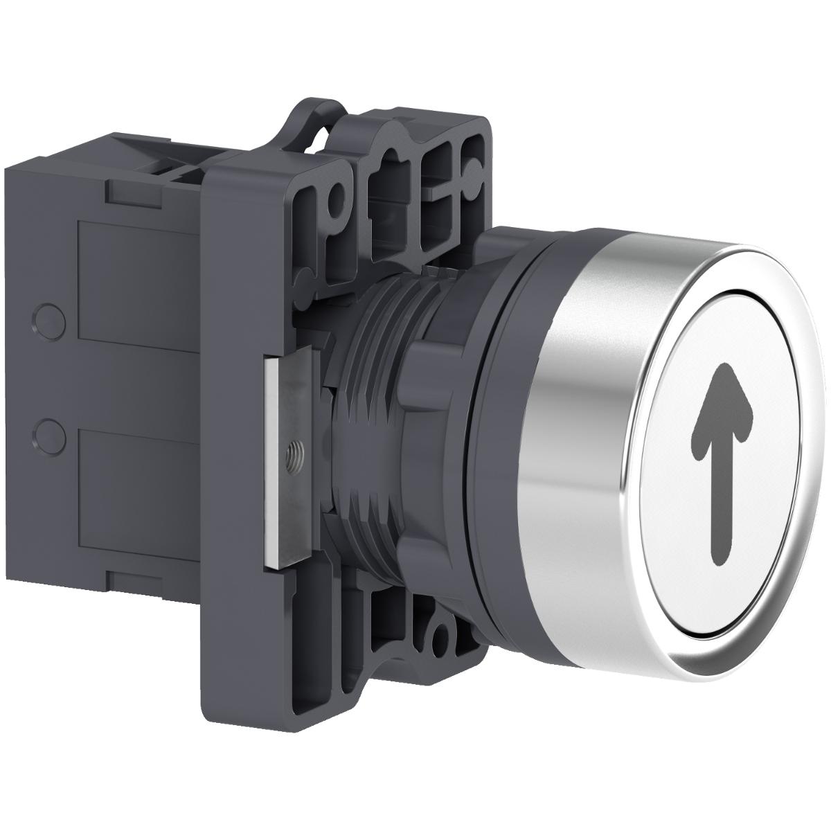 22MM PUSH BUTTON FLUSH WHITE 1NO S/R