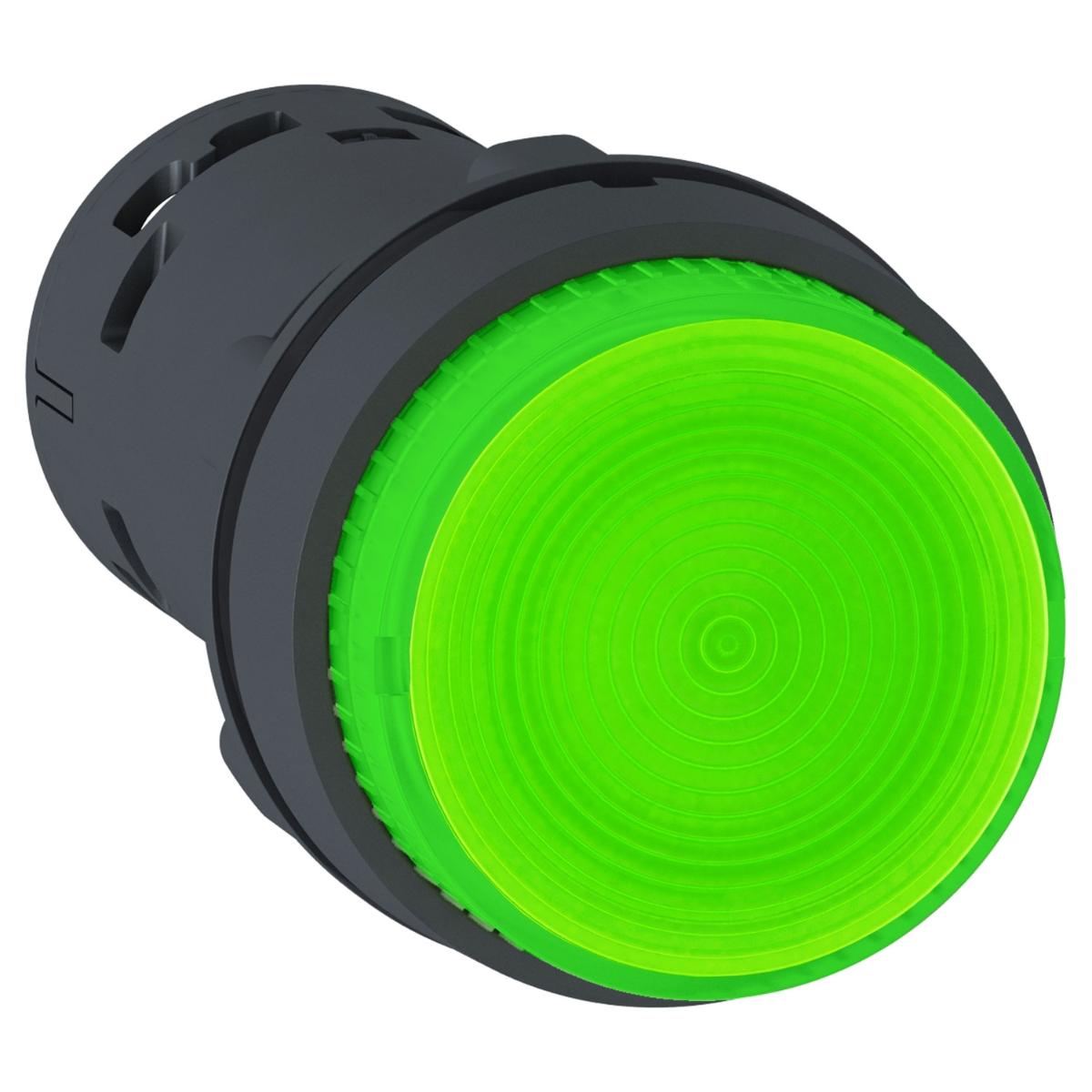 ILLUM P/BUTTON SW GRN 1 N/O 22mm 240VAC