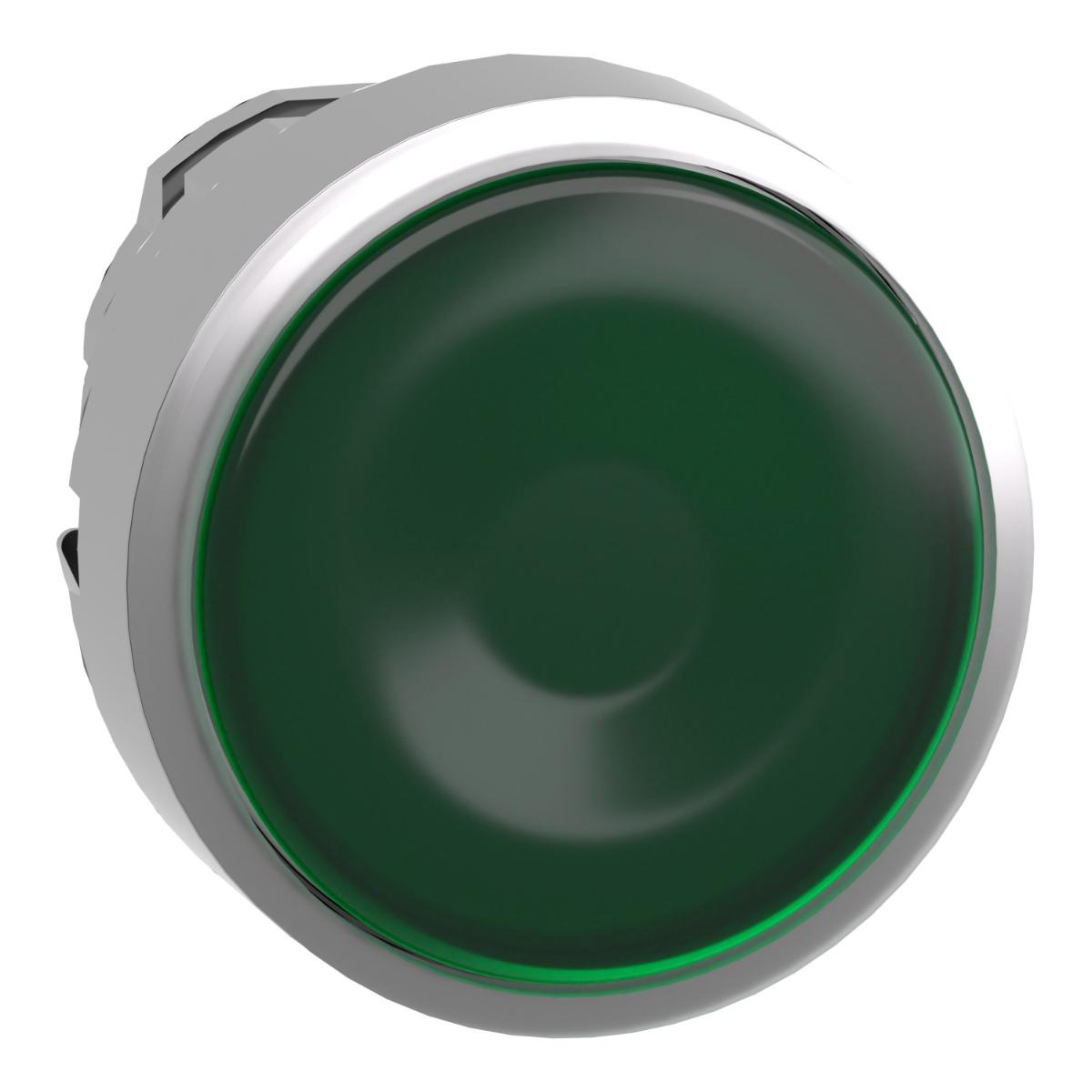 ILLUM P/BUTTON OPER FSH S/R GRN 22mm MTL