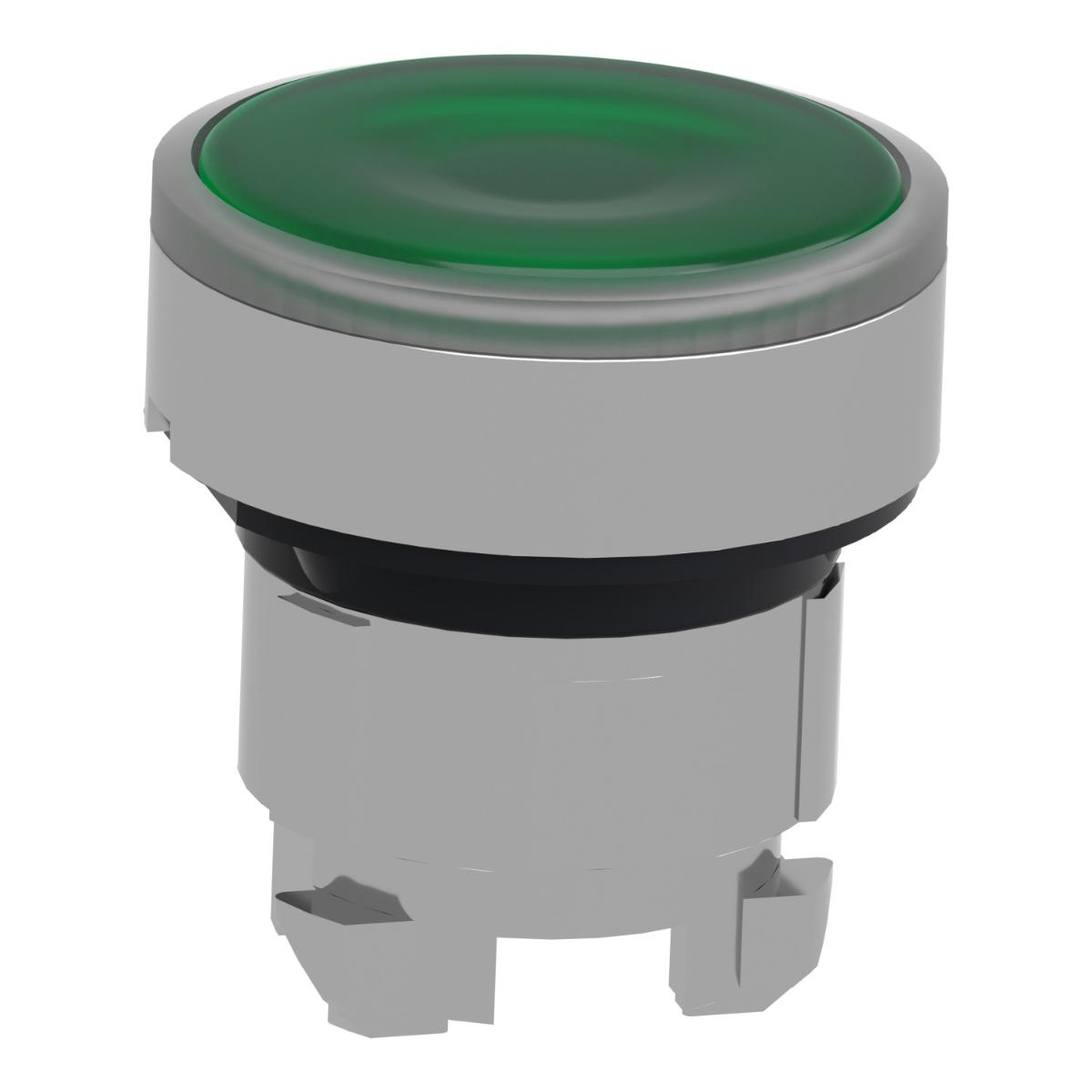 ILLUM P/BUTTON OPER FSH S/R GRN 22mm MTL