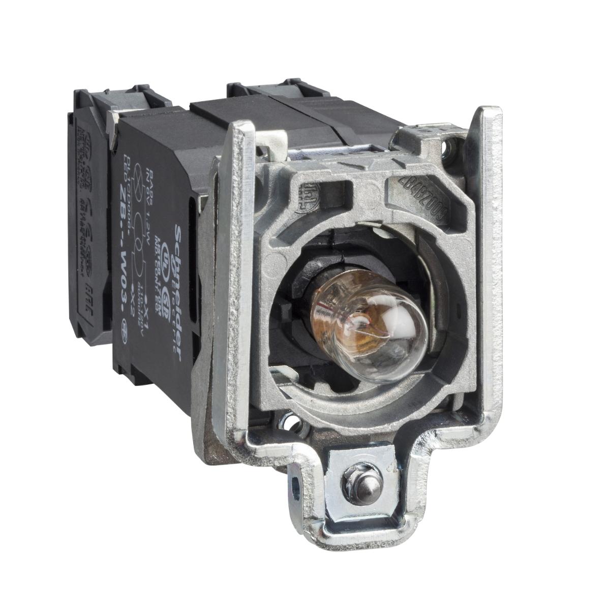 ILLUM P/BUTTON BODY BA9S 240VAC 1NO 1NC