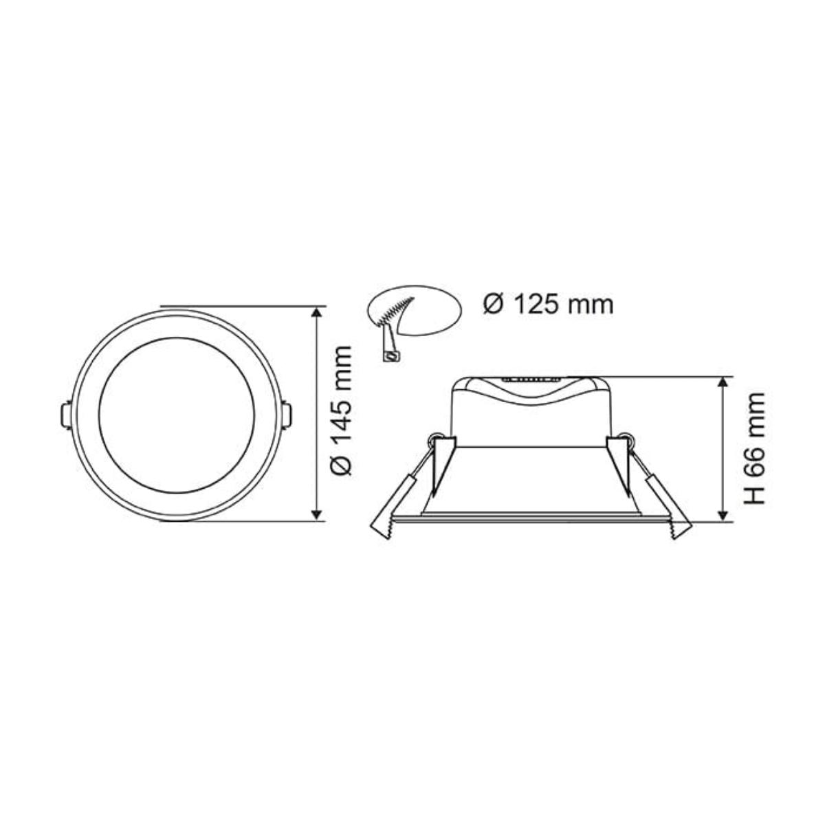 LED D/LIGHT WAVE 12W CCT 125MM C/O WHITE