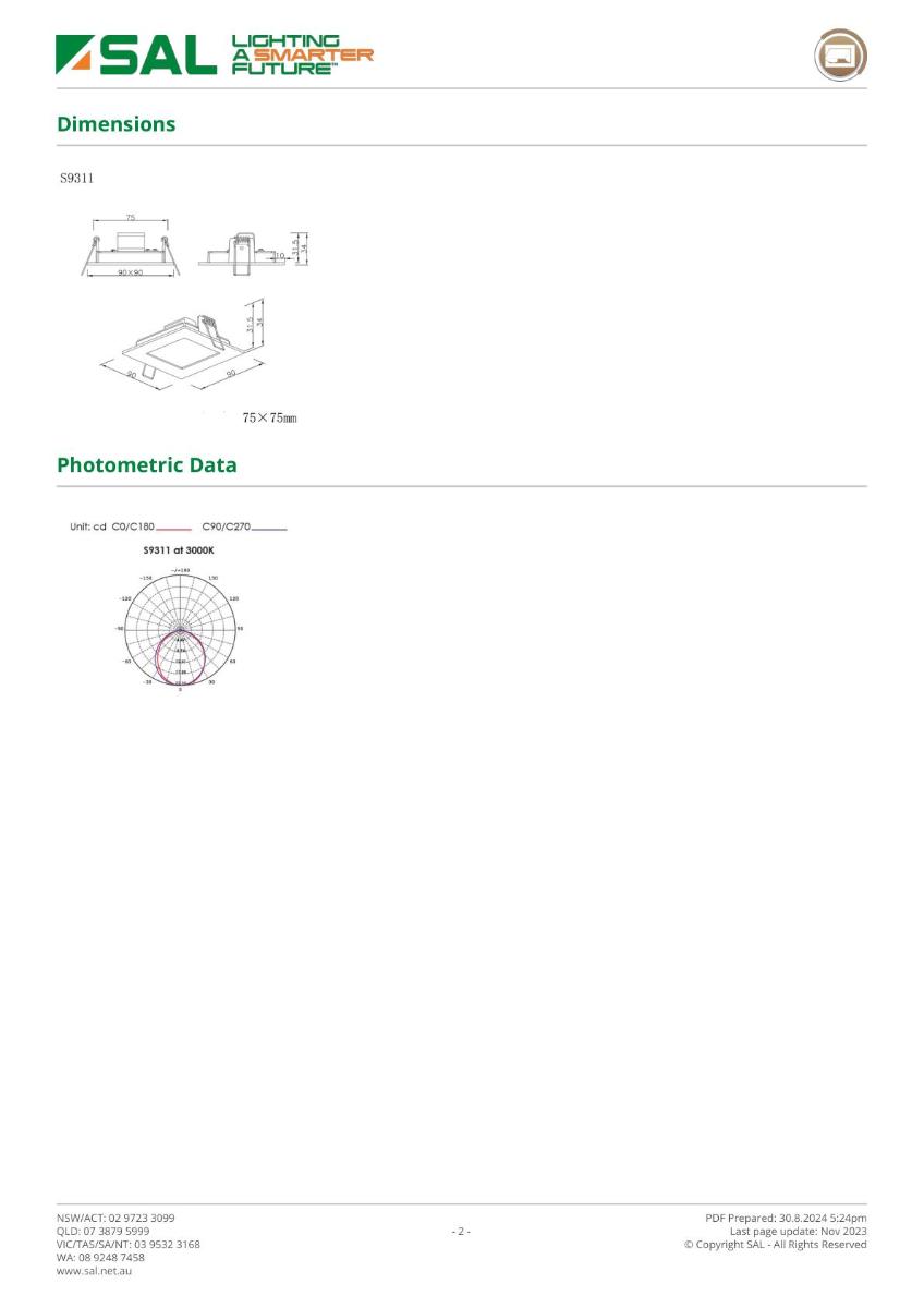 LED WALL LIGHT BROOM 3W 3000K WHITE