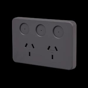 PIXIE AMBIENCE SMART DBL GPO 10A GREY PIXIE AMBIENCE SMART DBL GPO 10A GREY