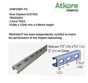 STRUT SLOTTED 41 x 22mm TRUE GAL 6M