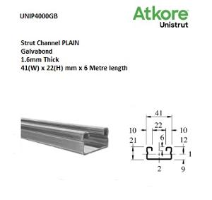 STRUT PLAIN 41 x 22mm L/DUTY G/BOND 6M STRUT PLAIN 41 x 22mm L/DUTY G/BOND 6M