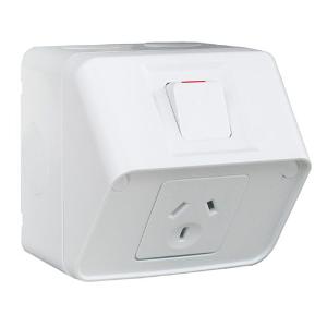 W/P SGL GPO IP53 10A HORIZ WHITE