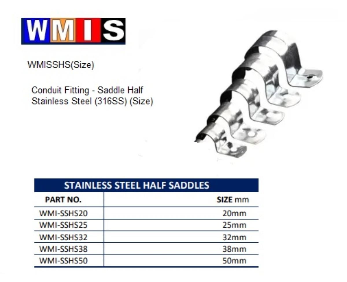 HALF SADDLE 25MM STAINLESS STEEL