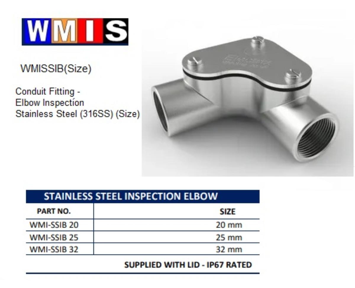 INSPECTION ELBOW STAINLESS STEEL 20MM