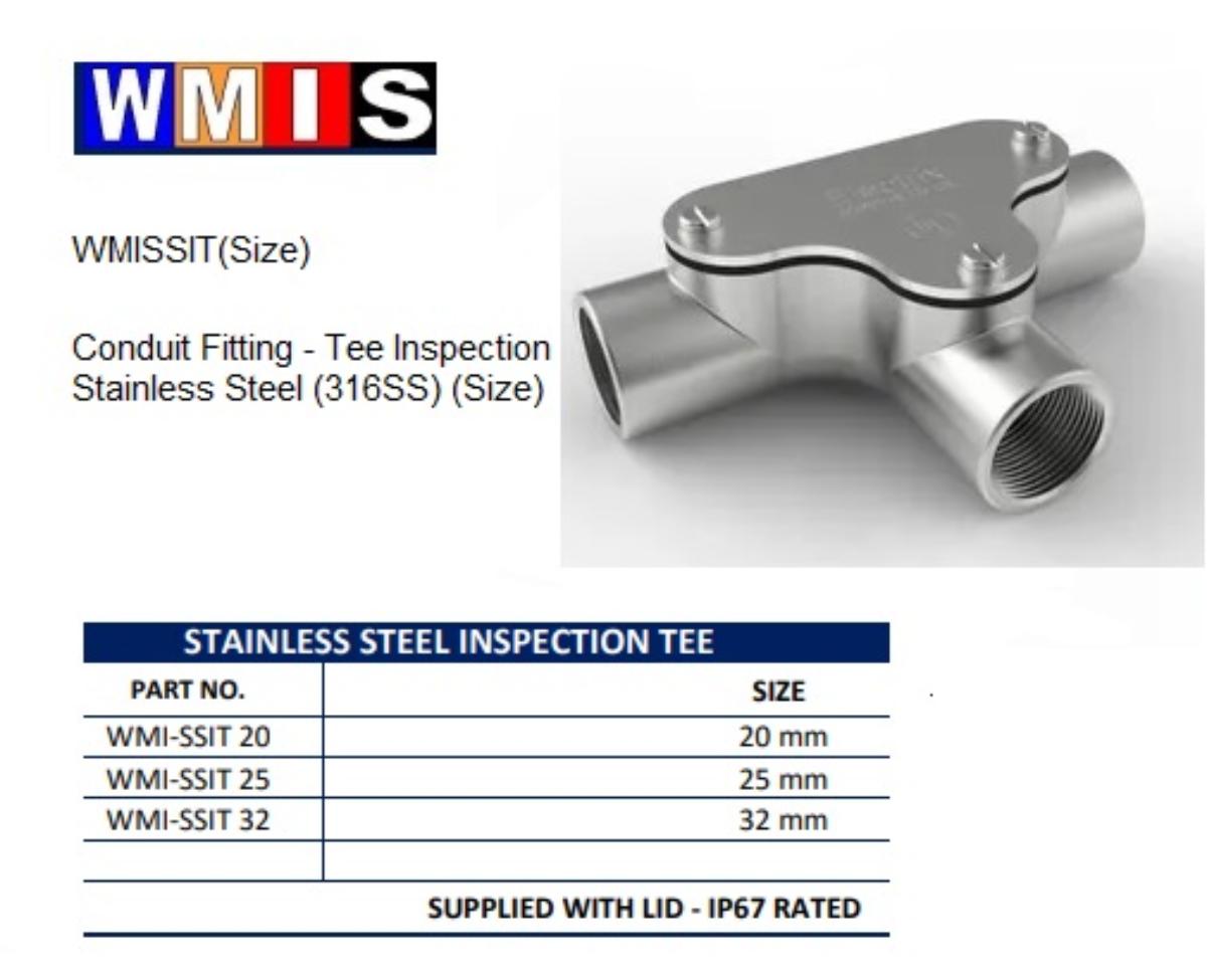 INSPECTION TEE STAINLESS STEEL 25MM
