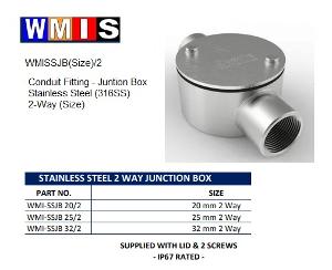 JUNCTION BOX STAINLESS STEEL 20MM 2 WAY