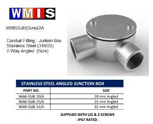 JUNCTION BOX STAINLESS STEEL 25MM 2 WAY