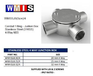 JUNCTION BOX STAINLESS STEEL 25MM 4 WAY