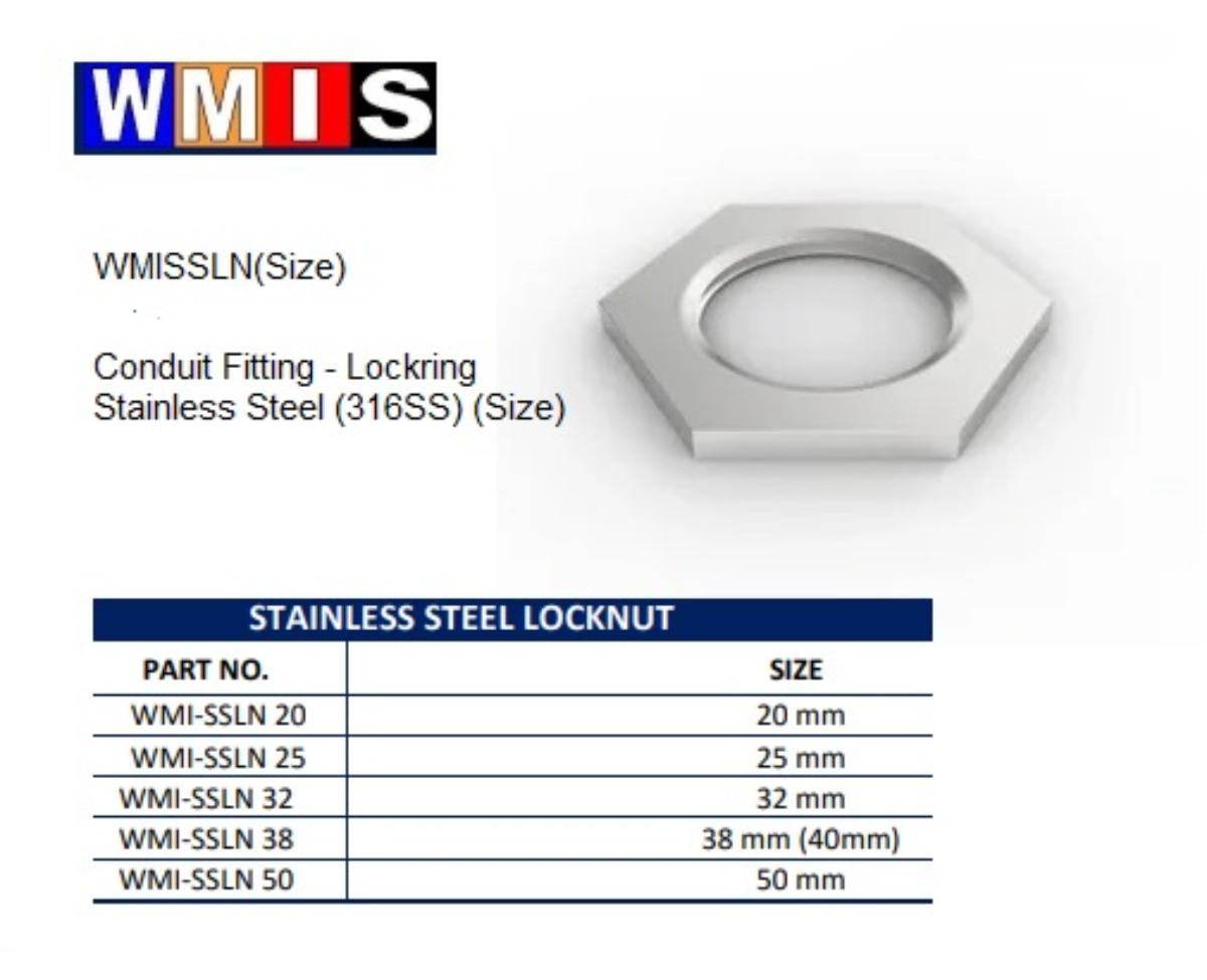 HEX LOCKNUT STAINLESS STEEL 25MM