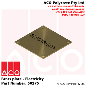 BRASS MARKER PLATE ELECTRICITY 75X75MM