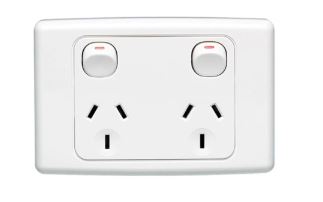 DOUBLE GPO 10A 250V HORIZ WHITE